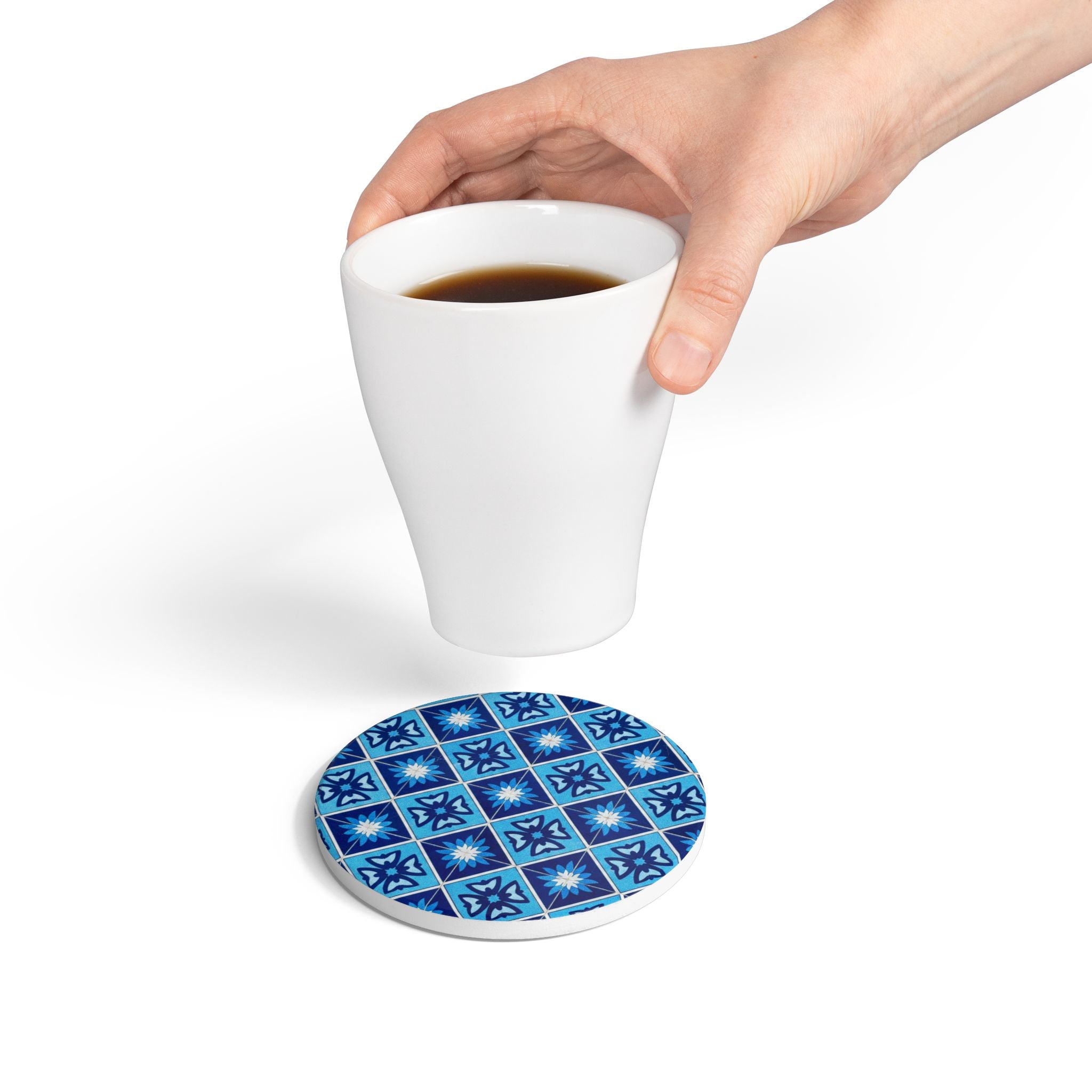 Blue Tile Ceramic Coaster - Mediterranean Mosaic Drink Coaster