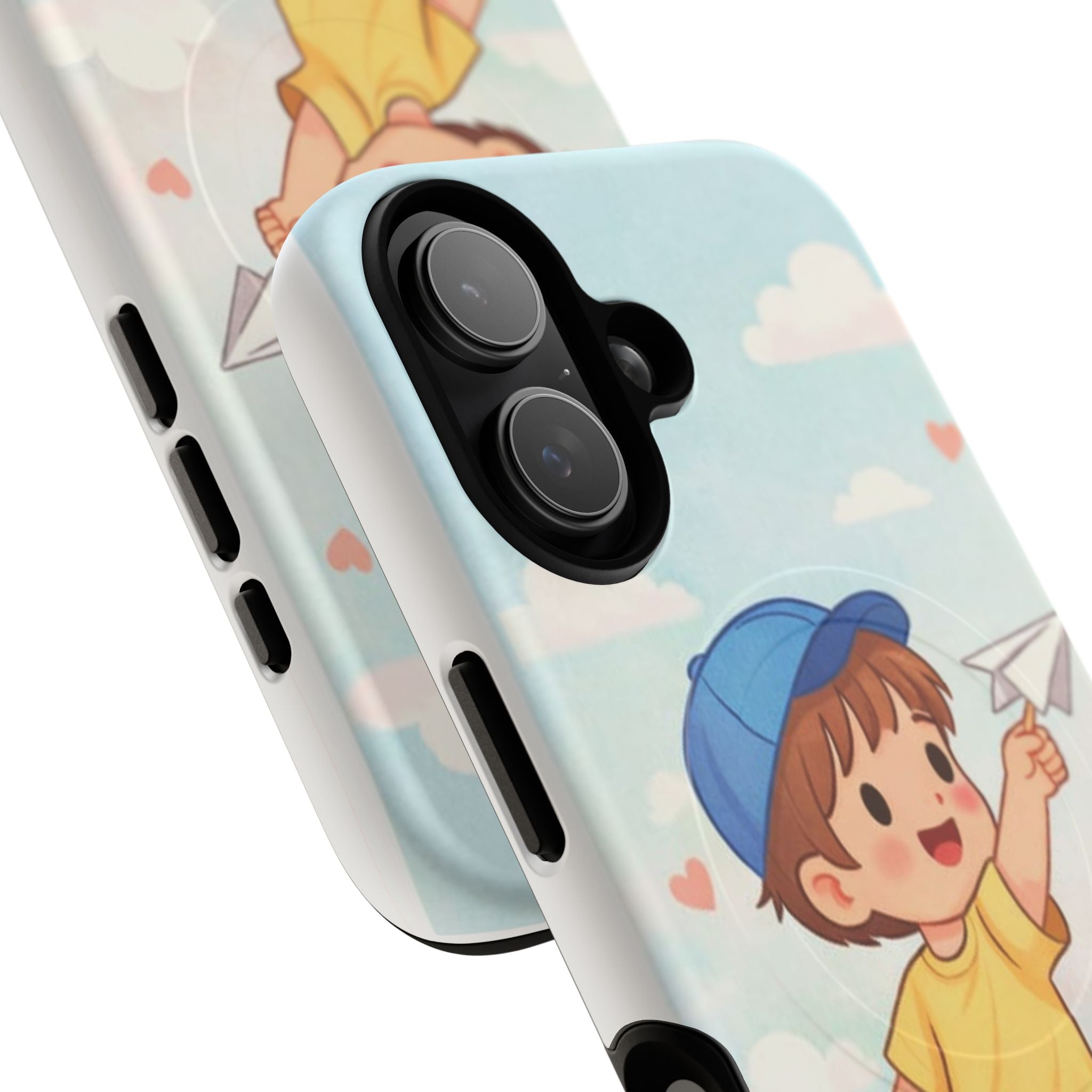 Cute Boy Playful Paper Plane Tough Magnetic Cases