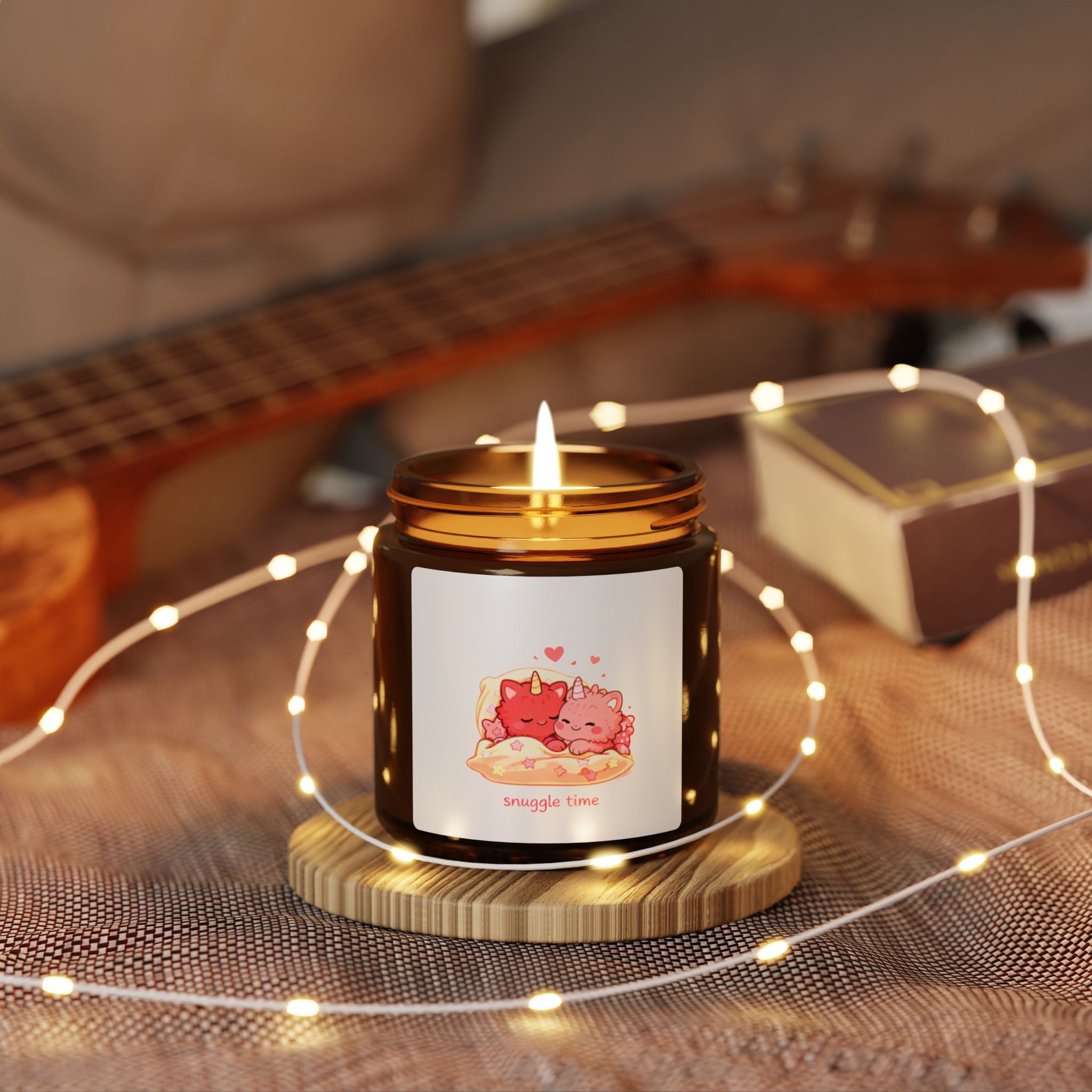 Scented Soy Candle—Snuggle Time (Amber Jar)