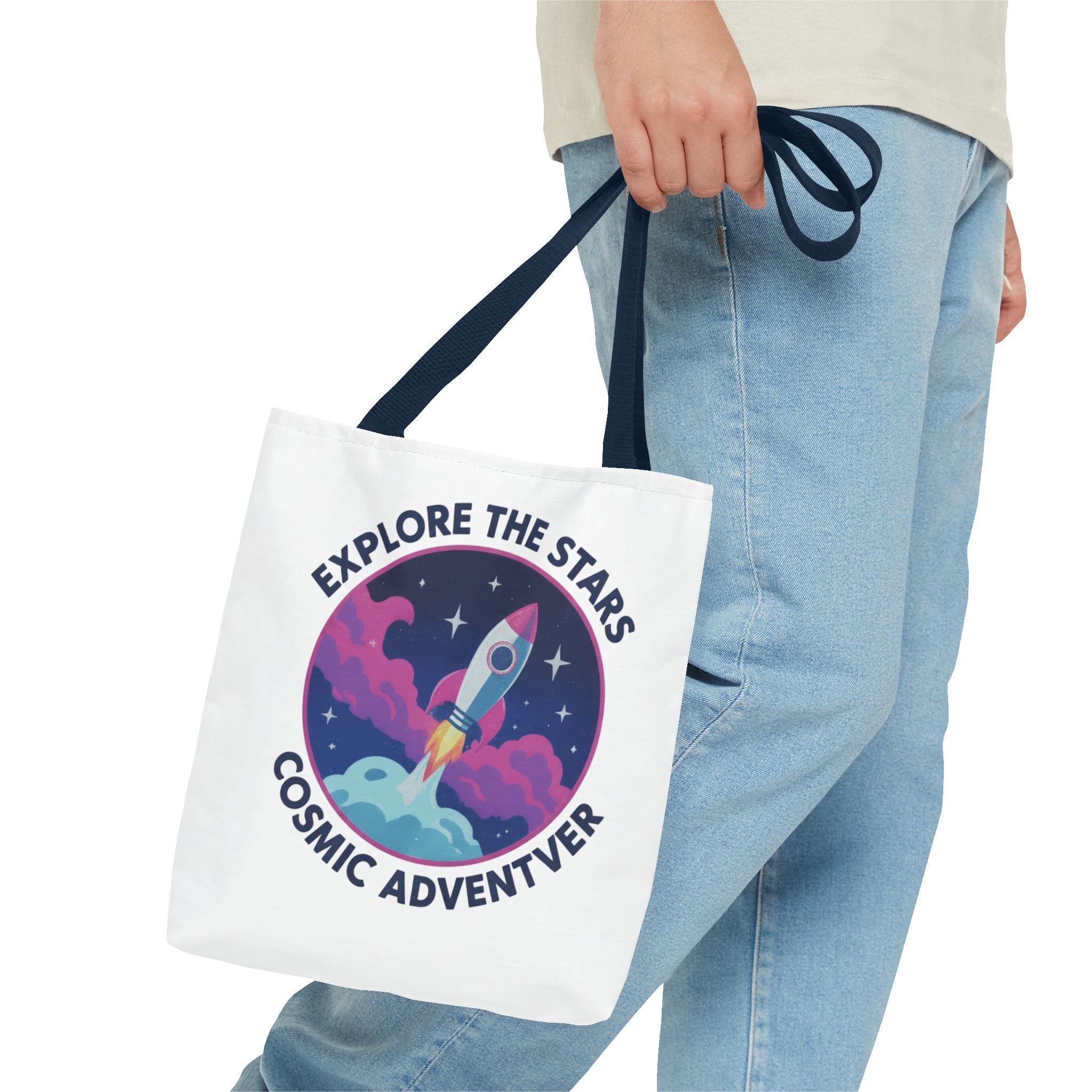 Cosmic Adventurer Tote Bag — "Explore the Stars" Rocket Design