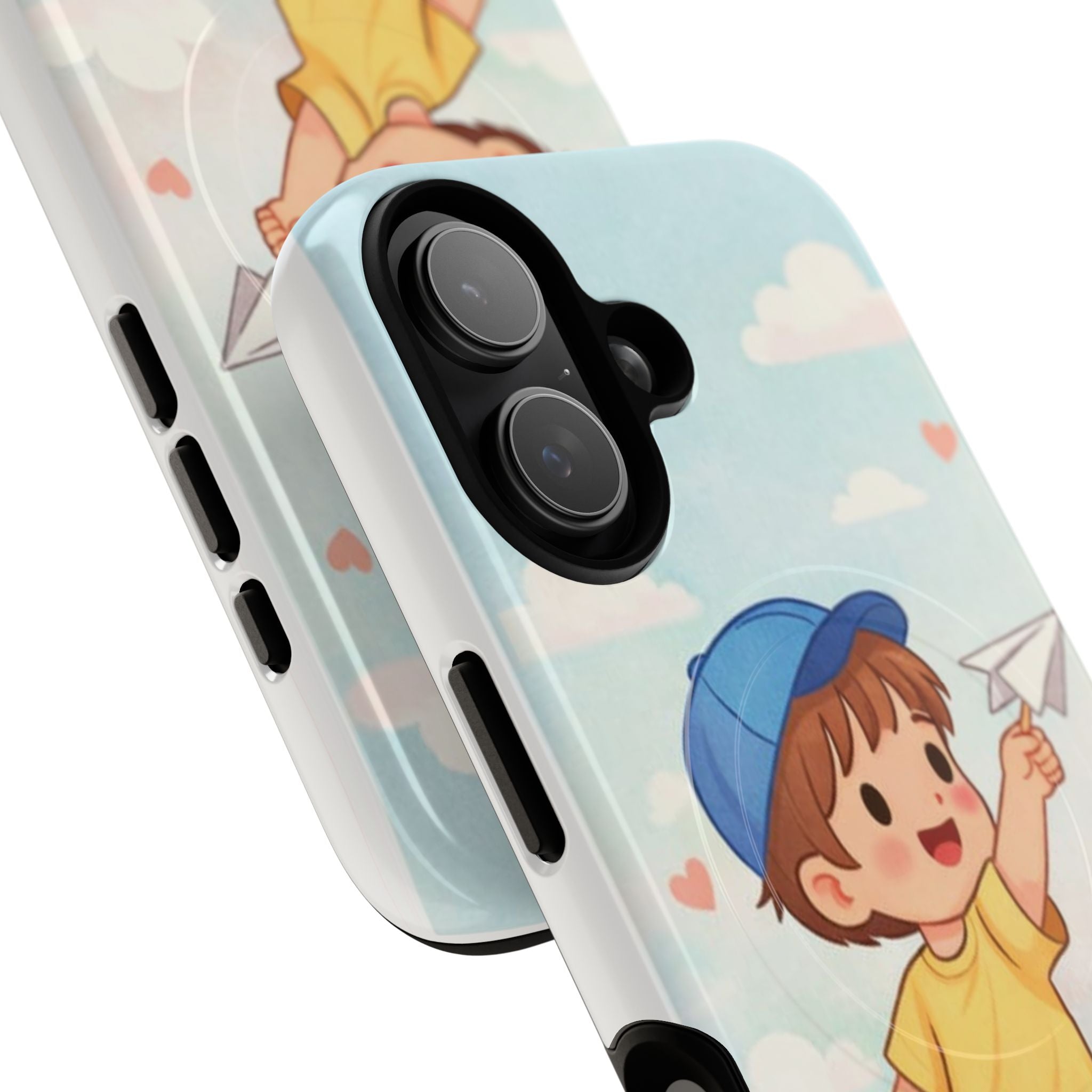 Cute Boy Playful Paper Plane Tough Magnetic Cases