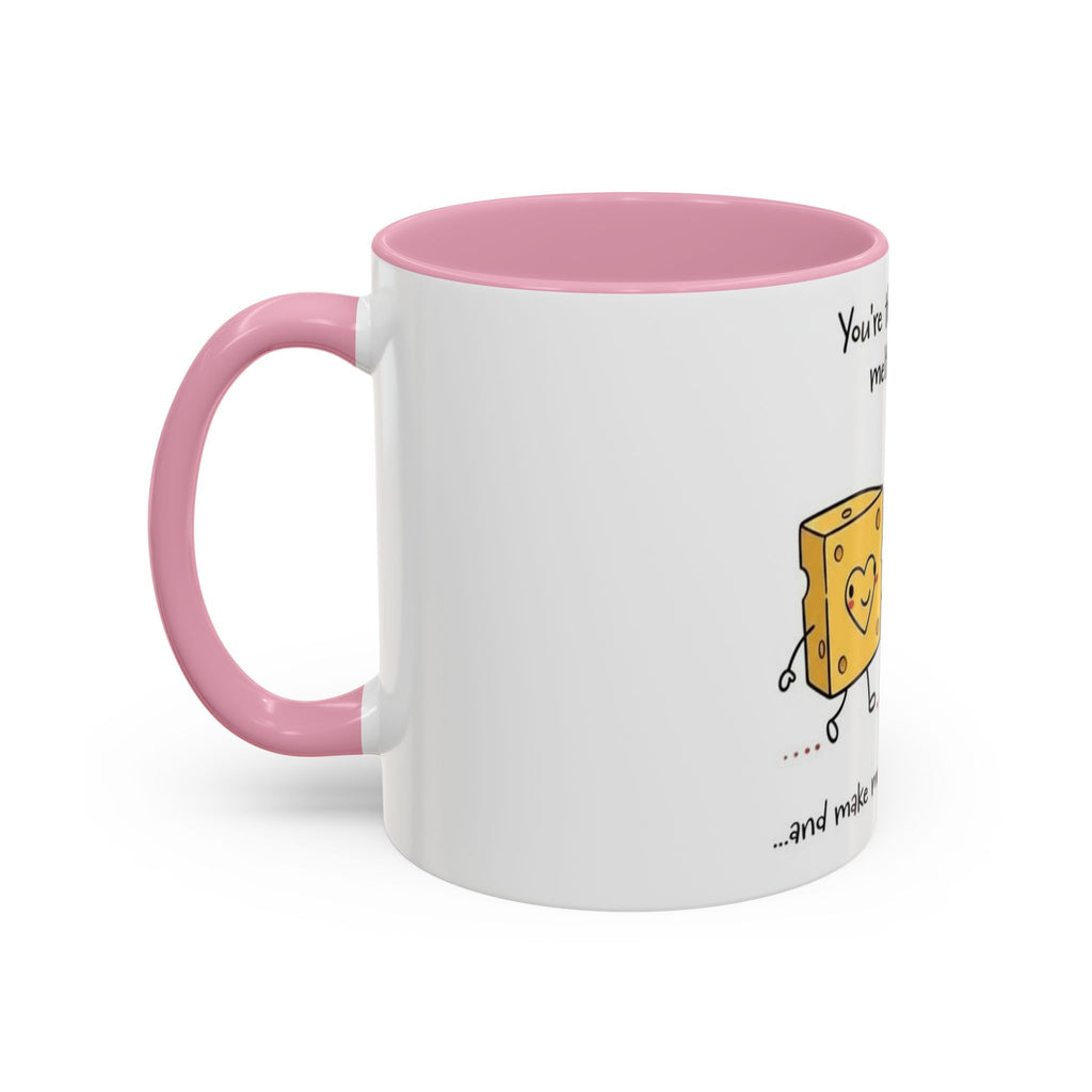 Romantic Coffee Mug — "You’re the only one who melts my heart" Cute Chees e & Heart Valentine Mug