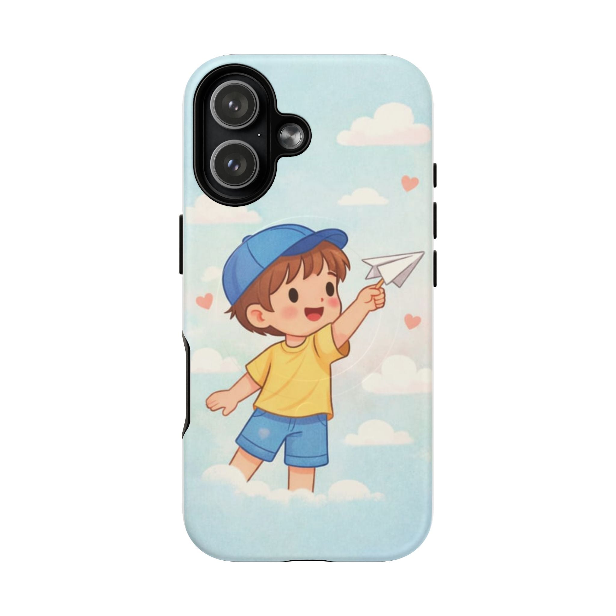 Cute Boy Playful Paper Plane Tough Magnetic Cases