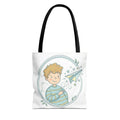 Cute Boy with Paper Airplane Tote Bag — Kids Illustration AOP Tote