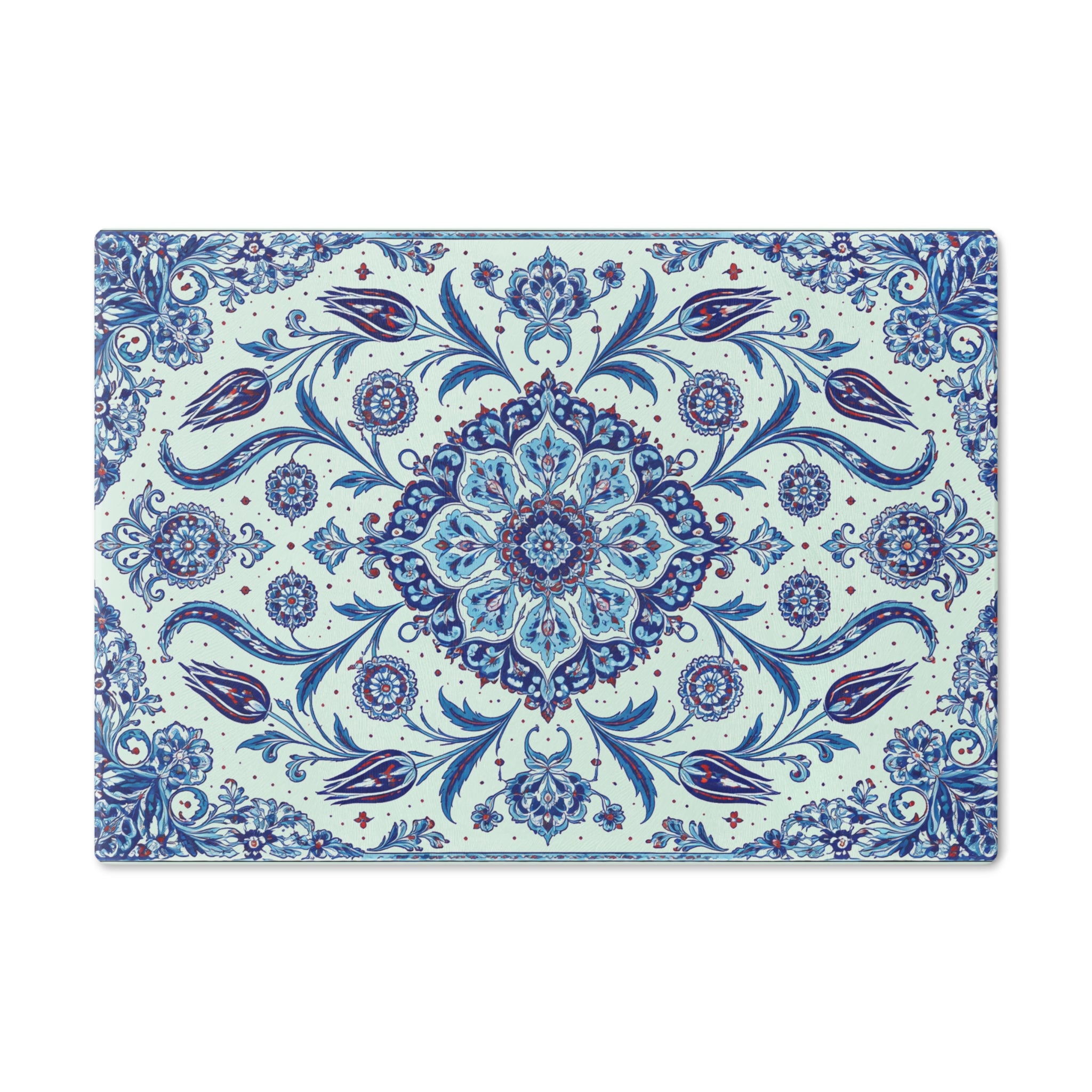 Ceramic Cutting Board – Blue Floral Mandala Kitchen Prep Board