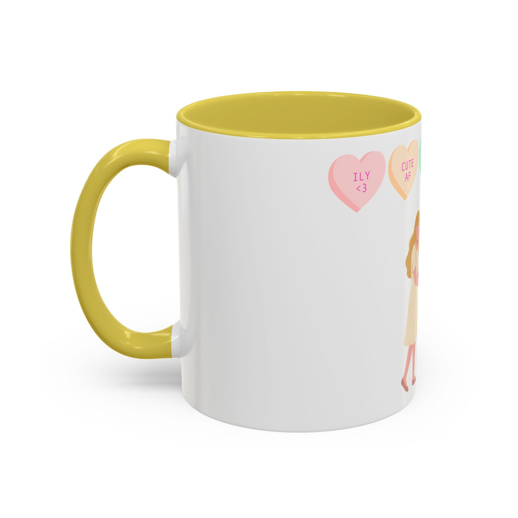 Engagement Proposal Coffee Mug — 'Be Mine' Conversation Hearts Valentine Romance Mug (11oz/15oz)