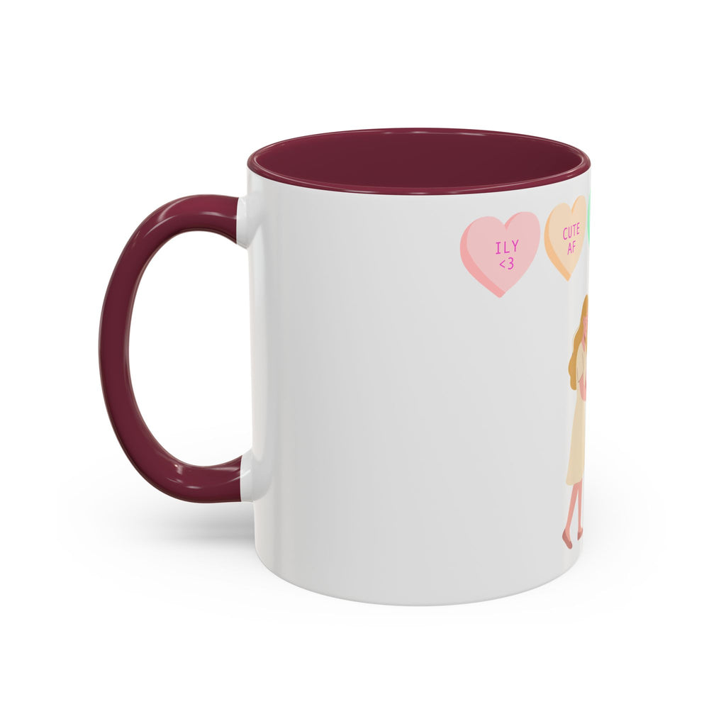 Engagement Proposal Coffee Mug — 'Be Mine' Conversation Hearts Valentine Romance Mug (11oz/15oz)