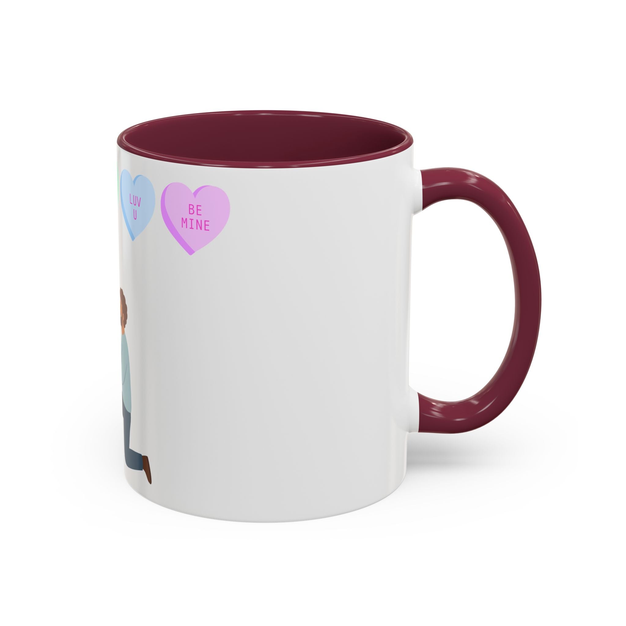 Engagement Proposal Coffee Mug — 'Be Mine' Conversation Hearts Valentine Romance Mug (11oz/15oz)