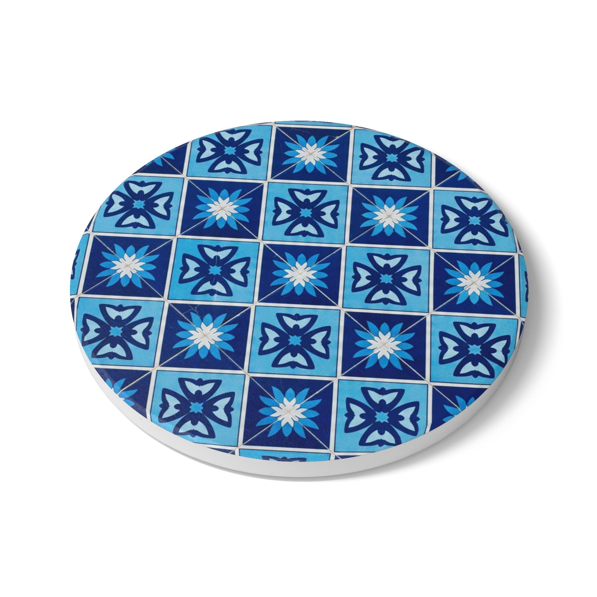 Blue Tile Ceramic Coaster - Mediterranean Mosaic Drink Coaster