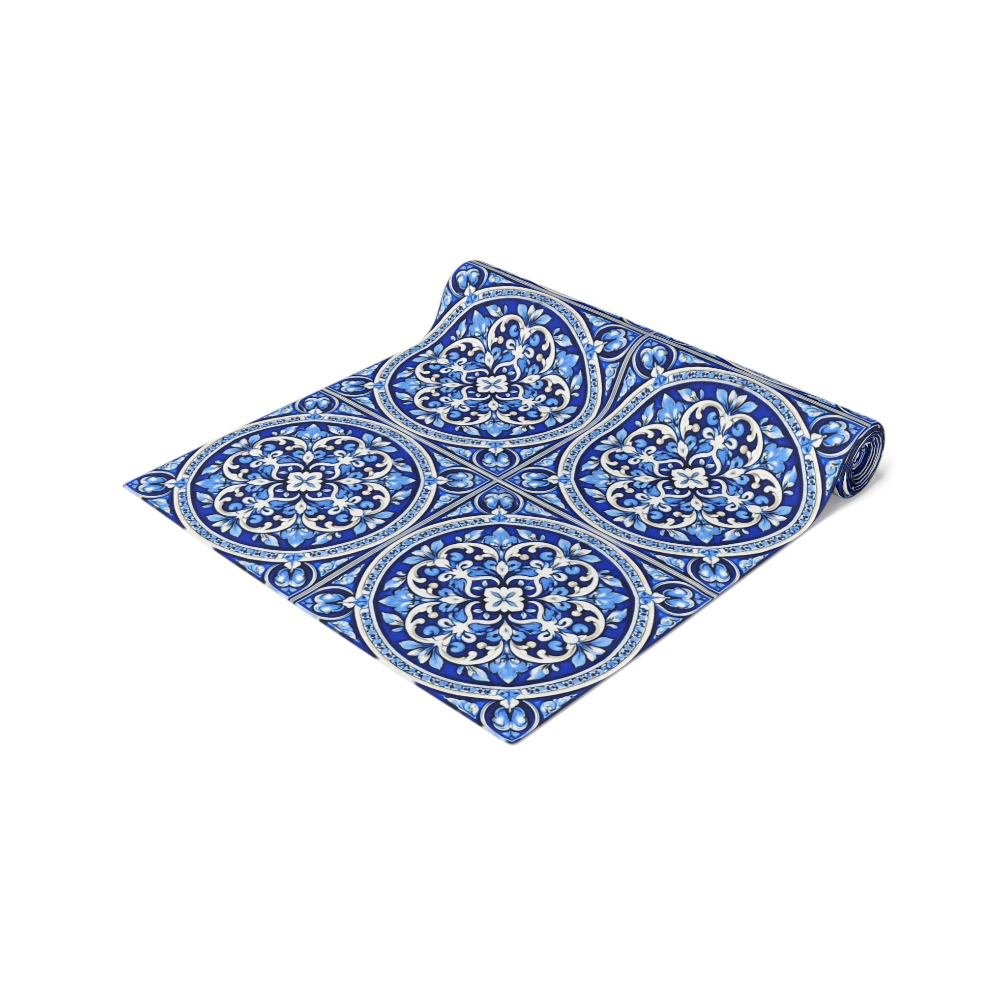 Blue Mediterranean Tile Table Runner