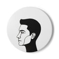 Minimalist Profile Ceramic Coaster – Monochrome Male Silhouette Drink Coaster