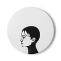 Minimalist Profile Ceramic Coaster – Black Silhouette Face Art