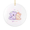 Cute Dragon & Bunny Ceramic Ornament — "you + me" Holiday Decoration