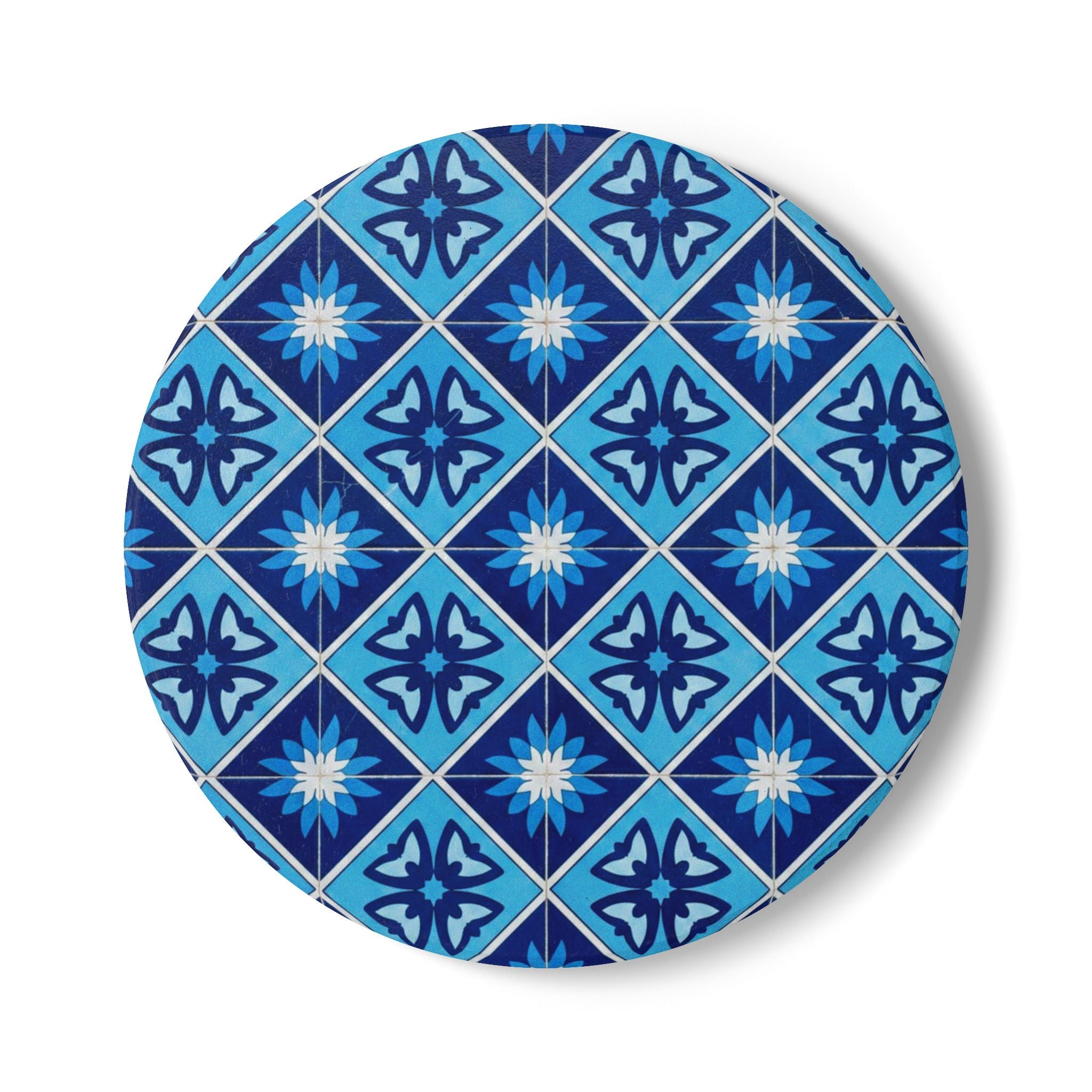 Blue Tile Ceramic Coaster - Mediterranean Mosaic Drink Coaster