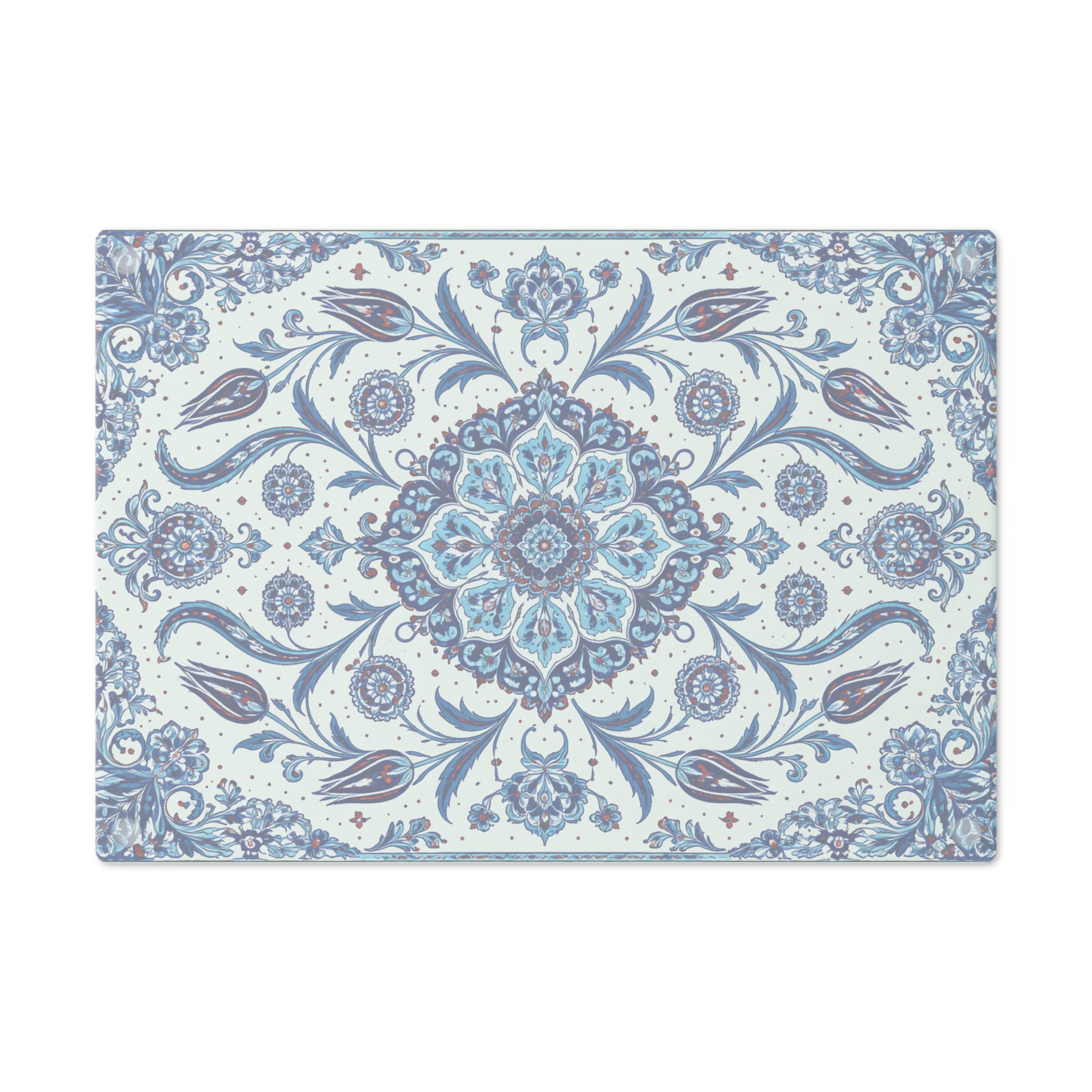 Ceramic Cutting Board – Blue Floral Mandala Kitchen Prep Board